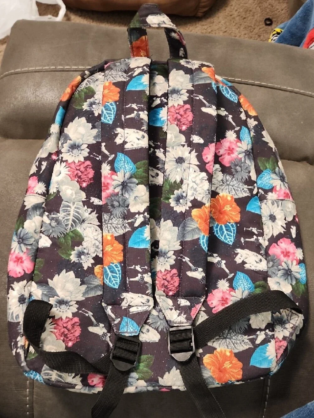 Star Wars Loungefly Floral Full Size Backpack Millennium Falcon X-Wing Disney - Picture 5 of 7